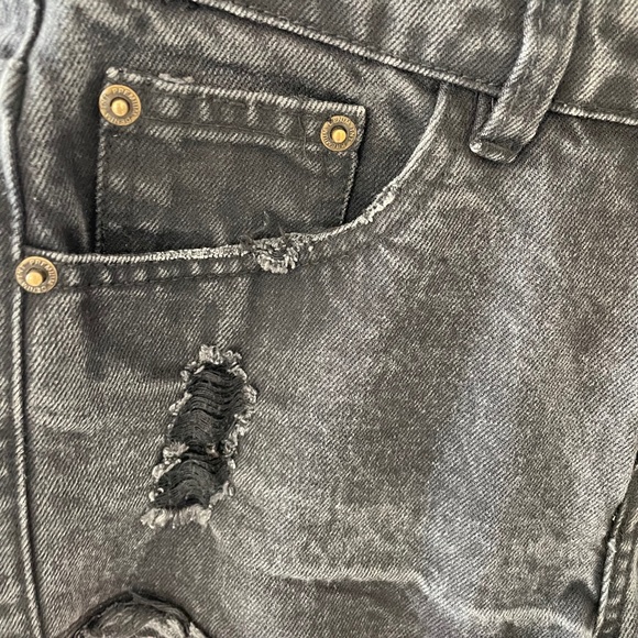 Faded Black Destroyed Jean Shorts - Picture 5 of 6